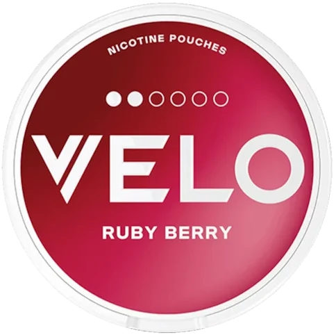 VELO Ruby Berry dosa – vitt snus med smak av röda bär, 6 mg