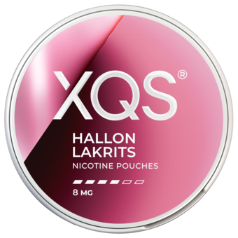 XQS Hallon Lakrits 8mg nikotinpåsar med smak av hallon och lakrits