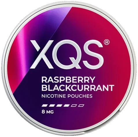 XQS Raspberry Blackcurrant 8mg nikotinpåsar med hallon och svarta vinbär
