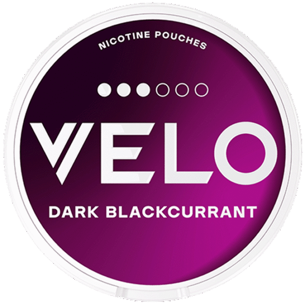 VELO Dark Blackcurrant dosa – vitt snus med svarta vinbär, 8 mg