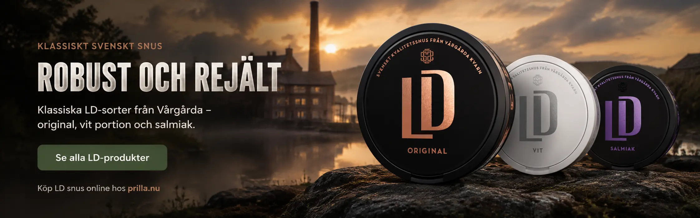 LD snus med LD Original, LD Vit och LD Salmiak i svensk naturmiljö