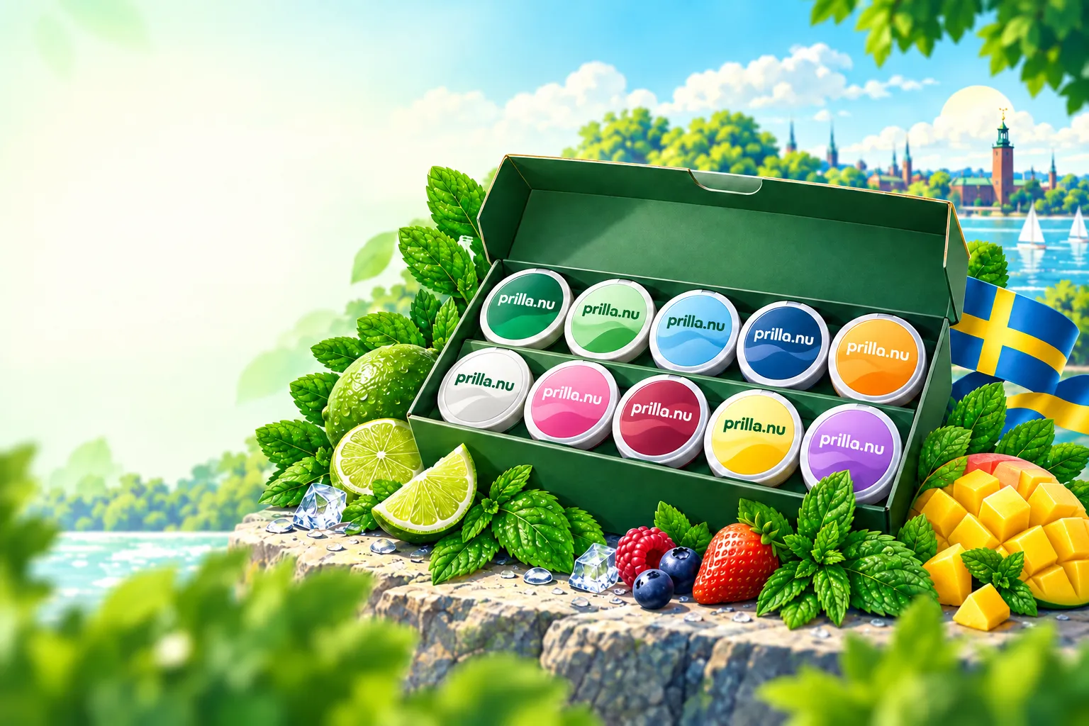 Köpa stock snus – illustrerad snusstock med tio dosor