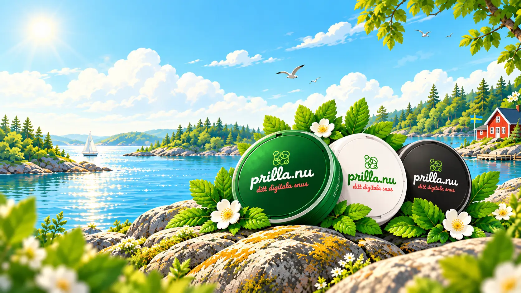 Illustrerad banner för köpa snus online hos prilla.nu